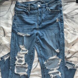 American Eagle Outfitters Blue Skinny Jeans Distressed